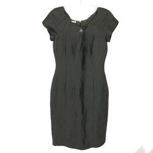 Womens Size 4 Agnona Gray Linen Silk Blend Textured Pencil Dress Made in Italy
